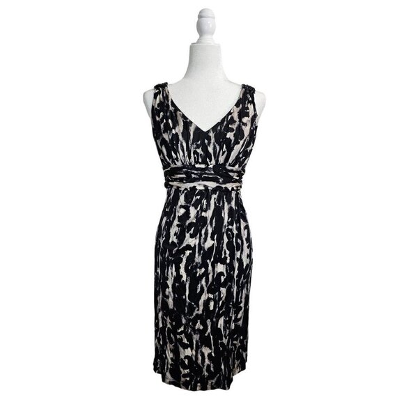 Teri Jon rickie freeman black & gray beaded straps empire midi satin dress size - Picture 4 of 9
